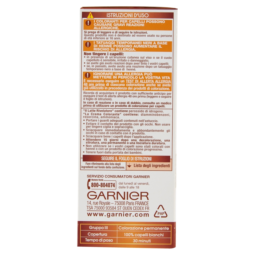 Garnier Belle Color Colore Luminoso, Tinta per Capelli Bianchi 24 Castano Scuro Naturale